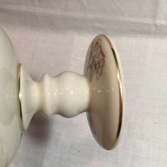 Lenox Serenade Floral Footed Bowl with Bird Design Cream & Gold USA Made Dish - Picture 7 of 12